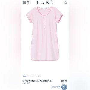 LAKE Pajamas Maternity Pima Cotton Nightgown